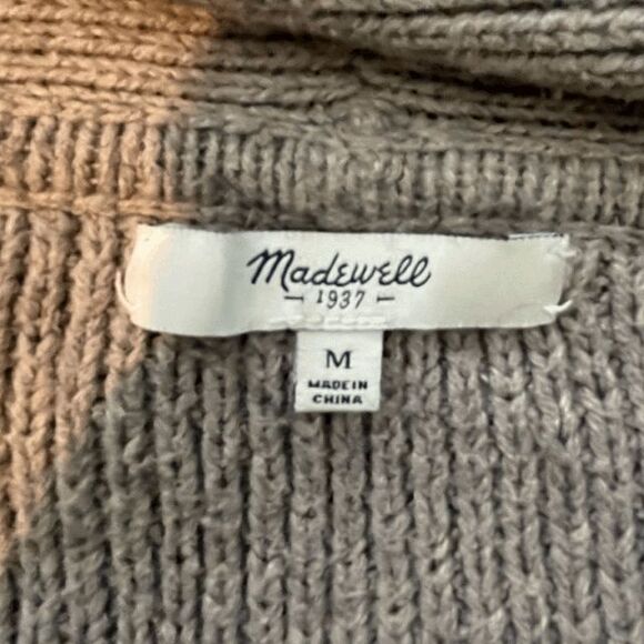 Madewell Cocoon Cardigan Sweater Taupe Grey Waffle Knit Long Sleeve M - Picture 10 of 10